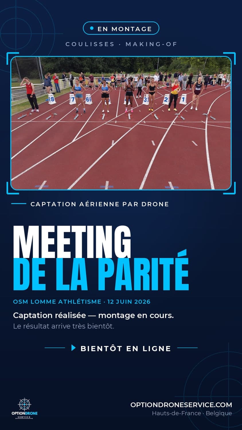 Affiche — Meeting de la parité, OSM Lomme Athlétisme, captation aérienne